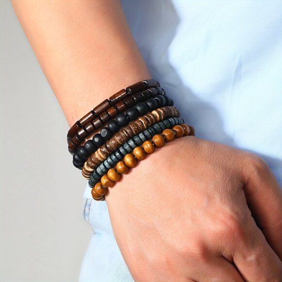 6pcs/set Stylish Beaded Bracelet for Men - Picture 1 of 6